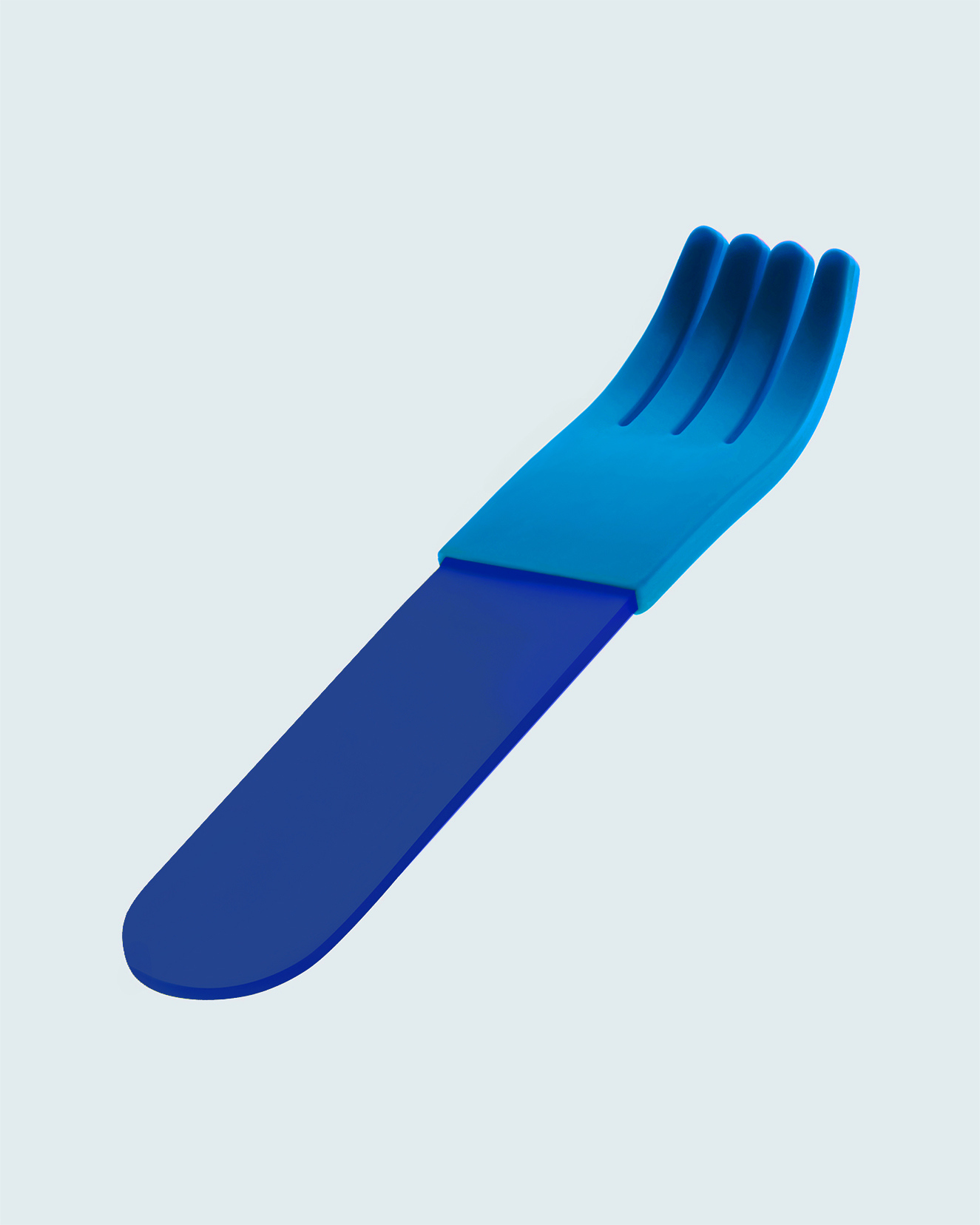 forks-plus-blue-acrylic-fork-blue-sleeve-angled Blue acrylic fork with blue silicone sleeve, angled white background