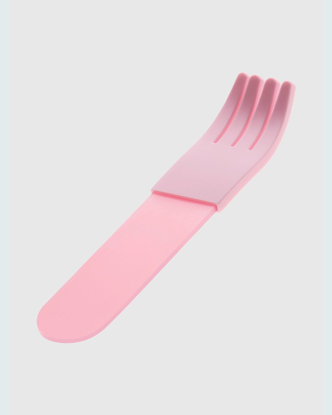 pink-fork-pink-silicone-sleeve-angle Pink acrylic fork with matching pink silicone sleeve, angled on white background